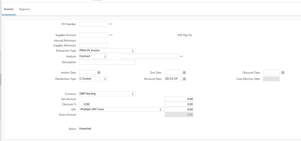 Creating a Task (PL Invoice)